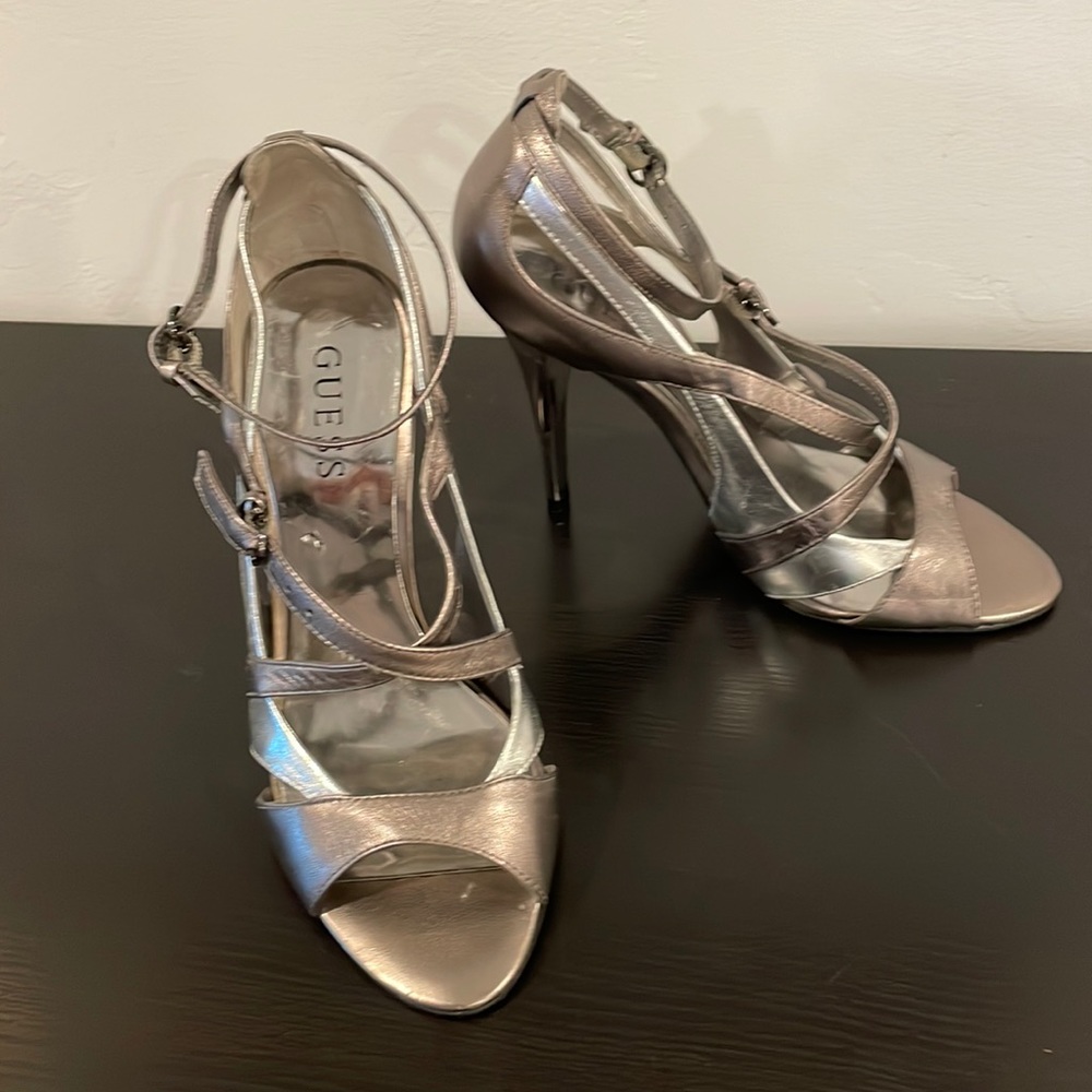 Guess Pewter & Silver Heels